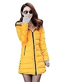 ZEVONDA Cazadoras con Capucha de Mujer Otoño Invierno - Parka Chaquetas Largo Cálida y Gruesa Abrigos Acolchada con Capucha Talla Grande, Amarillo/EU XS = Tag M
