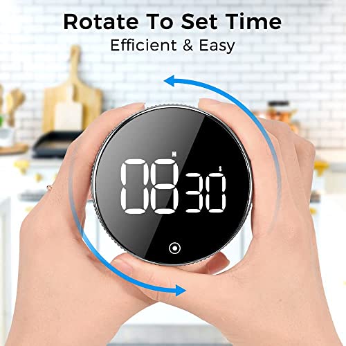 Digital Kitchen Magnetic Timer, Large Led Display Rotation Countdown Timer With Volume Adjustable (Mute-90Db) Easy For Cooking/Teachers/Kids/ Classroom/Exercise/Study #TOP1
