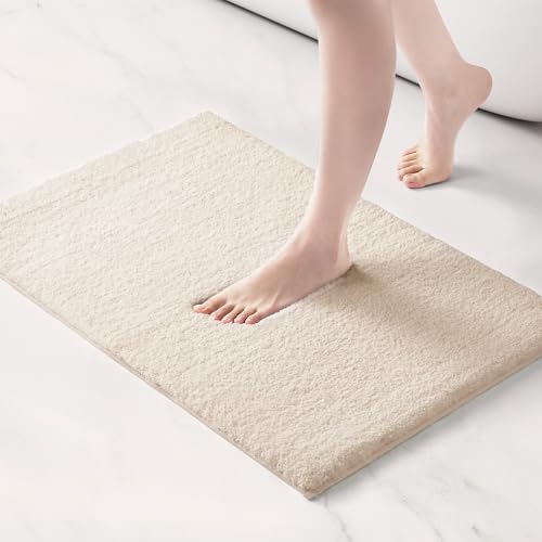 Madison Park Marshmallow Bathroom Rug Non Slip, Luxrurious Plush Bath