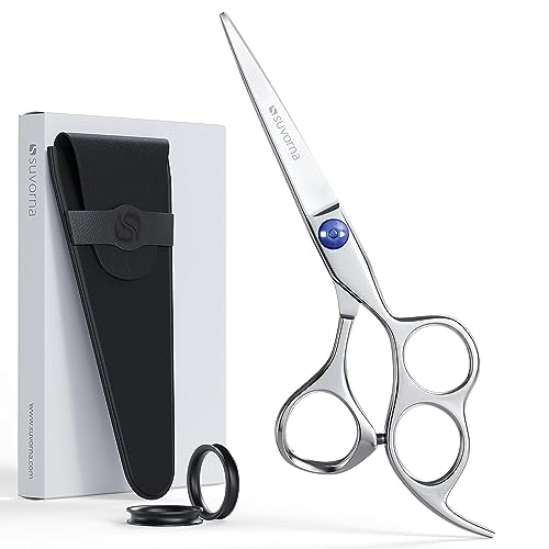 Suvorna 3 Hole Professional Hairdressing Scissors for Men, Women, Adults & Kids. 6 inch Hairdressers Scissors for Styling, Trimming & Hair Cutting Scissor with Tension Adjustment.