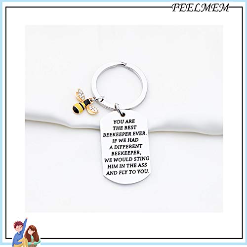 FEELMEM Beekeeper Gift The Bee Whisperer Gift You are The Best Beekeeper Ever Honey Bee Keychain Beekeeping Gift 7