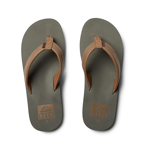 Reef Twinpin Mens Beach Flip Flop, Soft Cushion Footbed, Water Friendly, Tan/Grey, 13 - image 4