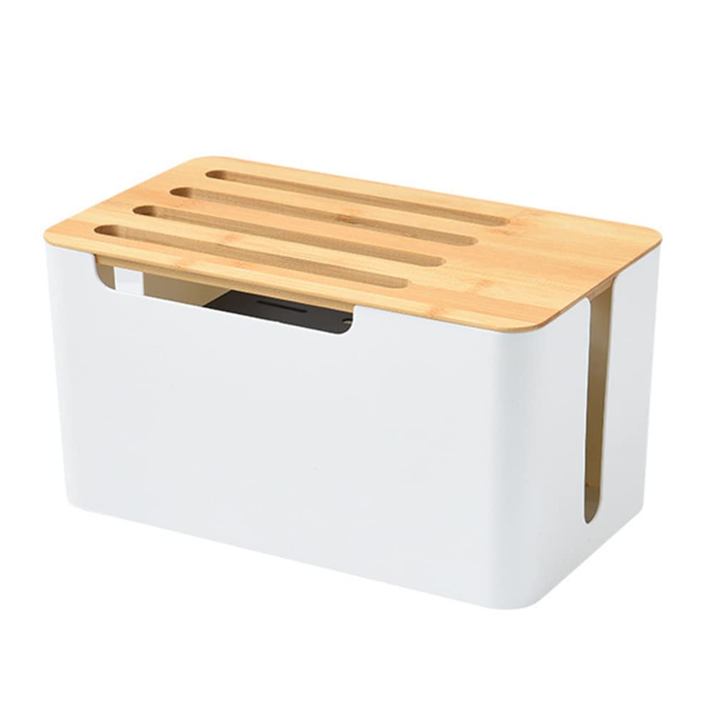 Zerodeko Organizzatore Cavi Per Router e Prese Elettriche Contenitore Per Gestione Cavi Con Design Multi Soluzione Salvaspazio Per Casa e Ufficio Copertura Antipolvere Bamboo Extra Large