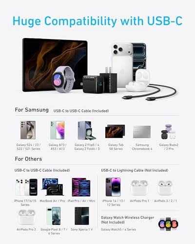 Anker 45W USB C Charger Block, PPS Fast Charger with USB-C Cable for iPhone 17/16 and More Series, iPad, Galaxy S24 Ultr