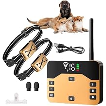 Wireless Dog Fence, Electric Dog Fence & Training Collar with Remote, Dog Boundary Container System,Waterproof Rechargeable Receiver, Vibration & Shock, Suitable & Harmless for All Dogs,for2dogs