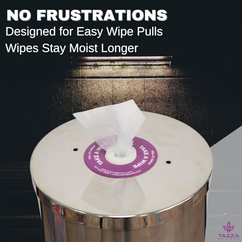 Image of Tazza Gym Equipment Wipe Dispenser with Stainless Steel Floor Stand, Built-in Trash Can, Fitness Equipment Wipes Holder, 1.5 Gallon, Silver