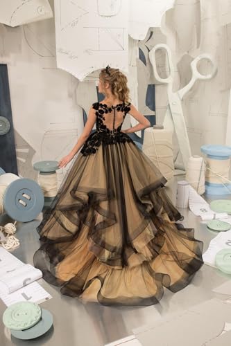 A Line Long Flower Girl Dress Puffy Tulle - First Communion Lace Applique Pageant Ball Gown Prom Dresses4