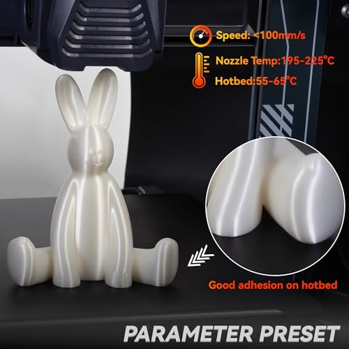 Image of PLA Filament 1.75mm, TINMORRY 3D Printer Filament, 1kg (2.2lbs), Compatible with Bambu FDM 3D Printer, Silk White