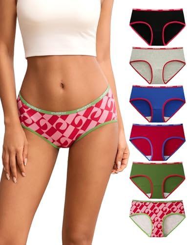 INNERSY Unterhosen Damen Baumwolle Slips Hipster Unterwäsche Frauen 6 Pack | 100% Baumwoll Schritt, Damenunterwäsche Mittlere Taille, Damenslips Bequem, Mid Slip Atmungsaktiv, Pant