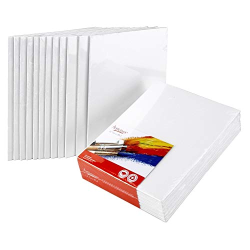 Artlicious Canvases for Painting - Pack of 12, 11 x 14 Inch Blank White Canvas Boards - 100% Cotton Art Panels for Oil, Acrylic & Watercolor Paint - Thumbnail 2