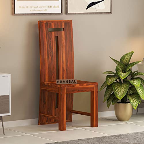 Image of T-Poster Wooden Dining Chairs Set of 2 for Kitchen & Dining Room, Two Seats, Solid Sheesham Wood, Honey Finish