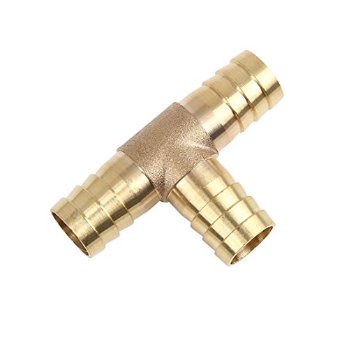 X AUTOHAUX 16mm Hose Barb Brass 3 Way Tee Joiner Adaptor for Air Water Oil Pipe