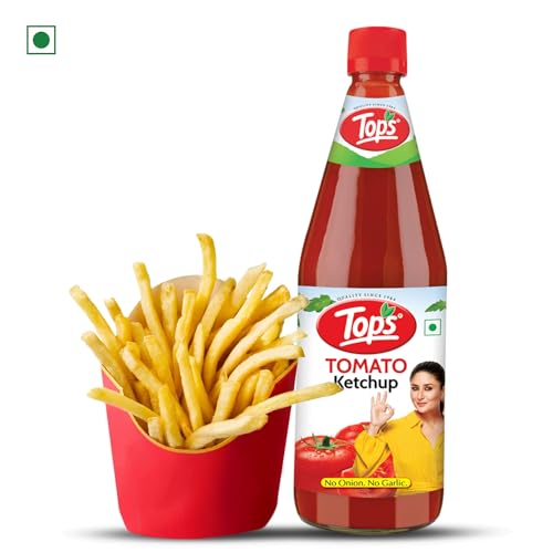 Image of TOPS Tomato Ketchup No Onion No Garlic - 1 Kg Glass Bottle | Made with the goodness of juicy hand-picked Tomatoes | No Added Colour & Flavour