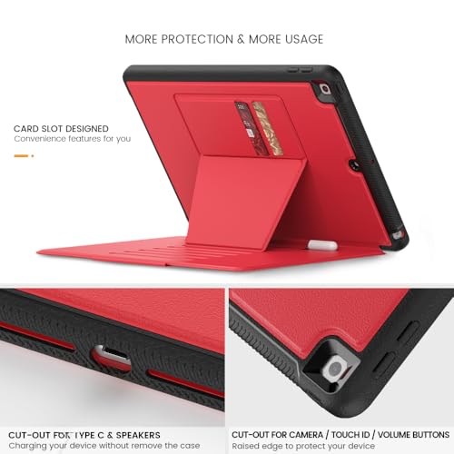 Étui intelligent iPad 9e génération rouge - Protection folio fine avec support multi-angle