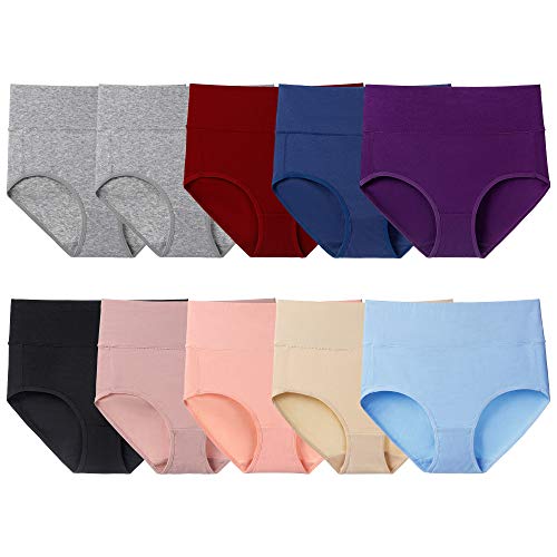 Image of Women's High Waist Cotton Underwear Soft Brief Panties Decorated with Lace Regular and Plus Size