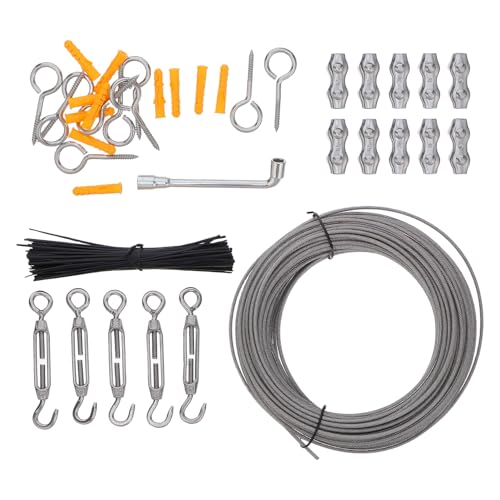 LIFKOME 304�X�e�����X�|�G��݂艺�����C���[�Z�b�g 3mm�� 30m PVC�R�[�e�B���O�t �z�� �o�i�[ ���O�Ɩ��p�n�[�h�E�F�A �H��ƏZ����C�p