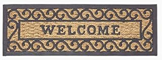 HOMESCAPES 'Welcome' Coir Door Mat 75 x 25 cm with Rubber Non-Slip Back Indoor and Outdoor Doormat