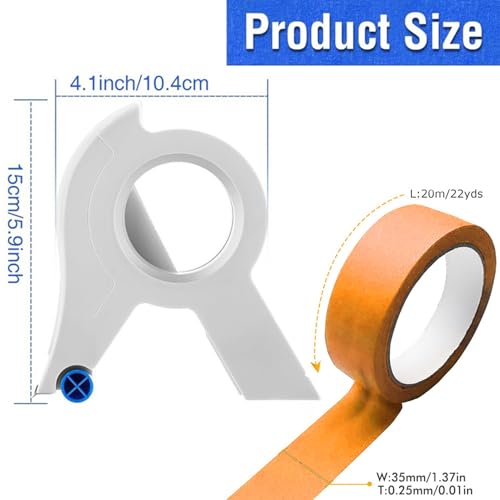 Abdeckband-Applikator, Malerband-Applikator aus Kunststoff, Abdeckbandspender für Zierleisten, Türrahmen, mit 5 Rollen Orangefarbenem Malerband