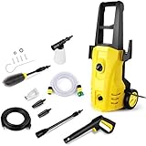 【タイムセール開催中! 時間限定11999円!】高圧洗浄機 1400W 最大吐出圧力 12MPa クリーナータイヤ式 【令和進化版】水道直結・自吸両用 50Hz/60Hz東西日本兼用 高圧洗車機 12種類洗車キット付き 高圧ホース10m 水道ホース3m 電源コード5m コンパクト 小型 軽量6.5kg IPX5防水 洗車 清掃 大掃除など家庭用高圧クリーナー 2年間延長保証