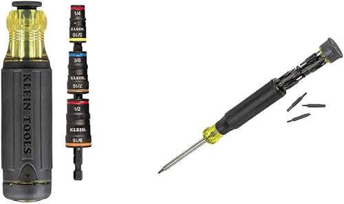 Klein Tools 20-in-1 Impact Driver Set with 13 Bits and 6 Nut Sizes and 27-in-1 Precision Screwdriver with Apple Product Repair Bits