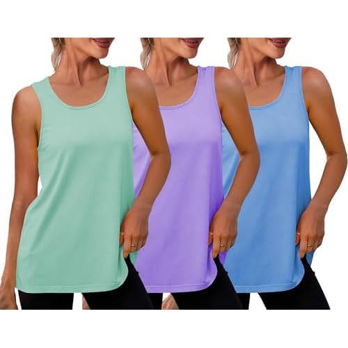 Cakulo Womens Sleeveless Workout Tops Racerback Athletic Summer Tank Tops Gym Yoga Running Shirts Clothes