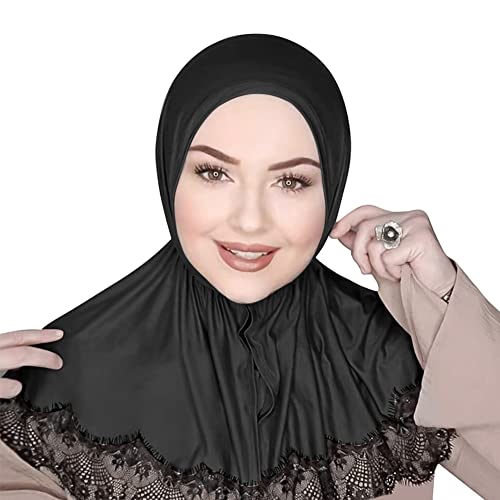 SIQITECHNO Lace Muslim Hijab for Women Islamic Headscarf Fashion Scarf Shawl Arabian Head Wrap Muslim Turban Eid Headwear
