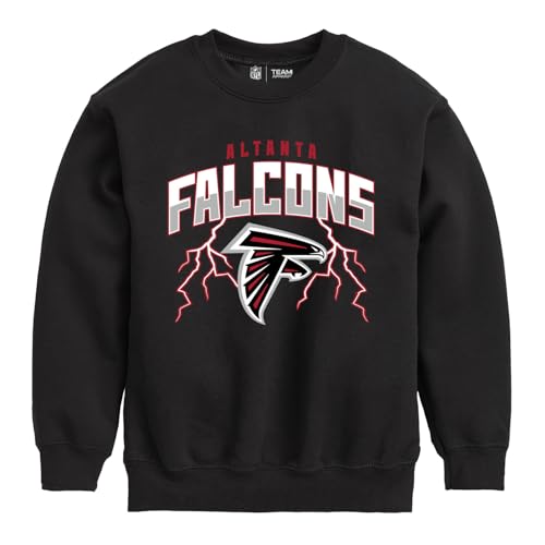 Junk Food NFL - Atlanta Falcons - Lightning - Officially Licensed Youth Pullover Fleece Crew Neck for Boys and Girls Black