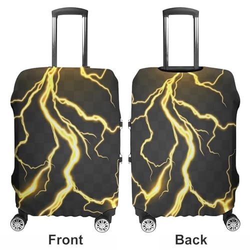 Yellow Lightning-bolt Travel Luggage Cover Protector, Washable Suitcase Protector Anti-scratch Spandex Baggage Covers Fits M3