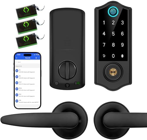Harfo Fingerprint Door Lock, Heavy Duty Full APP Control Touchscreen Keypad Keyless Lock with Reversible Handle, Perfect for Home/Office/Bedroom Doors (Gold Harfo Fingerprint Door Lock, Heavy Duty Full APP Control Touchscreen Keypad Keyless Lock with Reversible Handle, Perfect for Home/Office/Bedroom Doors (Gold