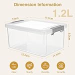 Citylife 1.2L 10 Pack Small Storage Bins Plastic Storage Container Stackable Box with Lids for Organizing, Clear White