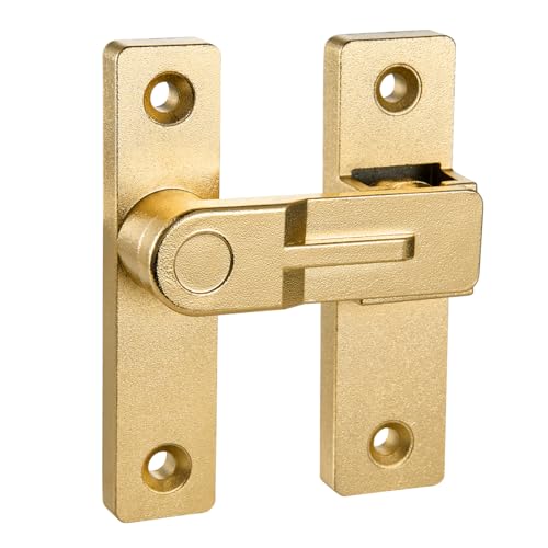 Image of Gold Flip Barn Door Lock - 180 Degree Barn Door Lock Privacy Latch - Zinc Alloy Security Latches for Barn Doors, Windows, Garden Gates, Cabinets, and Sliding Doors