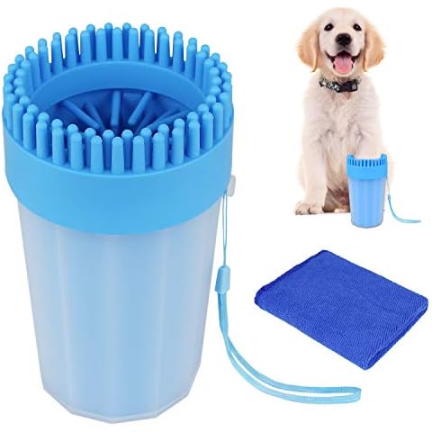 AK KYC Dog Paw Cleaner Dog Paw Washer Pet Paw Cleaner for Dogs Large&Medium Silicone Pet(Puppy) Paw Cleaner & Grooming Brush Cup Quick Wash Muddy Paws Cup, Blue L Cover