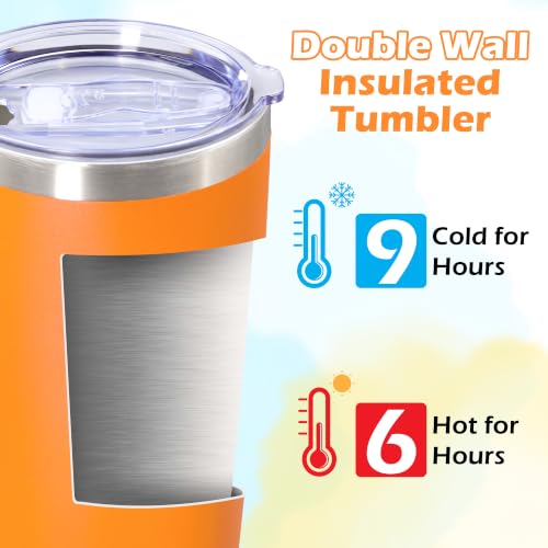 Image of 20oz Tumbler Insulated Tumblers Vacuum Coffee Mug with Lid Orange 12Pack