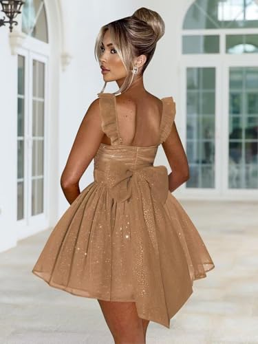 Dessiny Spaghetti Straps Scoop Neck Short Homecoming Dresses 2025 Short Sparkly Sequin Pleated Prom Cocktail Pary Gown DE3374