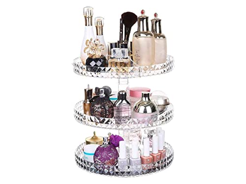 Organizador de maquiagem e cosméticos giratório de acrilico com altura ajustavel
