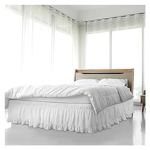 Cubre Canape 150x190 Falda de Cama Blanca Banda elástica Envoltura Alrededor la Falda con Volantes Princesa Cubierta for el hogar sin Ropa Superficie(Queen 135x200x38cm)