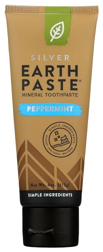 Redmond Earthpaste with Silver, Natural Non-Fluoride Toothpaste, Peppermint, 4 Ounce (Pack of 1)