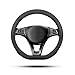 Ergocar Funda Volante De Coche Antideslizante Volante De Coche Protector Forma De D Cuero de Ante Adecuado Para Todas Las Estaciones Para Diámetro 38cm (15") (Negro)