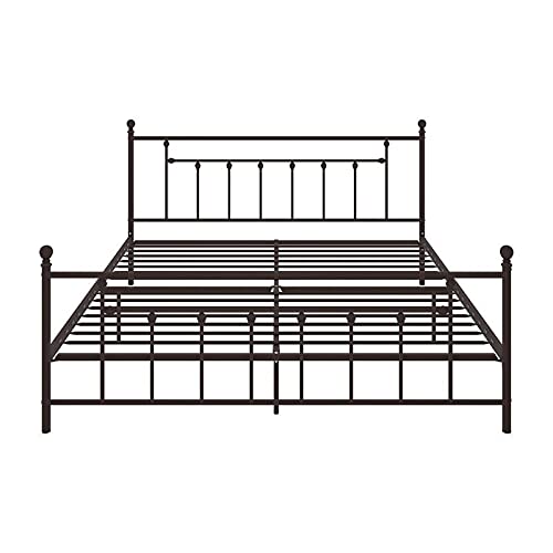 Dhp Manila Metal Bed With Round Finial Post Headboard And Footboard, Adjustable Base Height For Underbed Storage, No Box Spring Needed, King, Bronze #TOP3