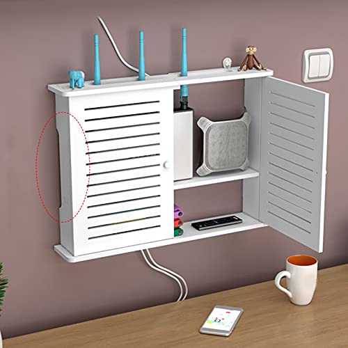 Cajas de almacenamiento inalámbricas router Wifi Caja de Cable más alambre colgante en la pared Estante tablero enchufe de la sola puerta