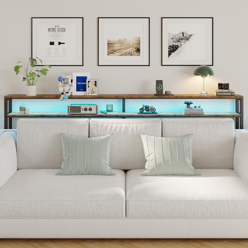 CollaredEagle 70\" Console Table with Power Outlets, Sofa Table with LED Lights, Narrow Entryway Table with Shelf, Behind Couch Table for Living Room - Thumbnail 7
