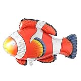 Large Fish Balloons, Foil Shark Lobster Octopus Balloon Sea World Horse Star Birthday Party Decorations Kid Inflatable Toys Wedding Decor (Clownfish)