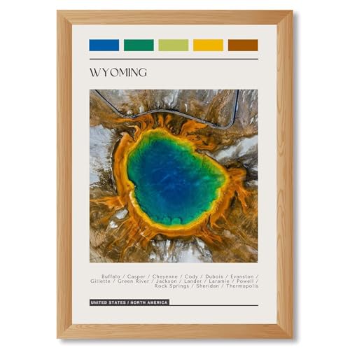 Framed Wyoming Grand Prismatic Spring Poster Canvas Print Art Contemporary