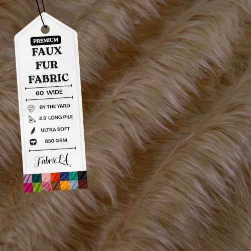 Image of FabricLA Faux Fur Fabric by The Yard - Artificial Craft Fur - 180 inch X 60 inch Inch Wide - Fur Fabric for Craft Supply, DIY Furry Plush Projects, Sewing, Decoration, Upholstery, Beige, 5 Yard