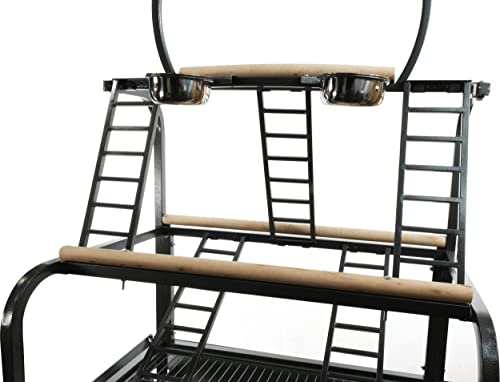 Parrot Bird Play Pen Gym Stand Pp 503 34W21D74H Toy Cage Cages Toys Macaw African Grey (Black/Silver) #TOP2