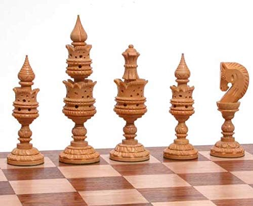Song of India Hand Carved 32 Piece Chess Set with 16" x 16" Folding Wood Board