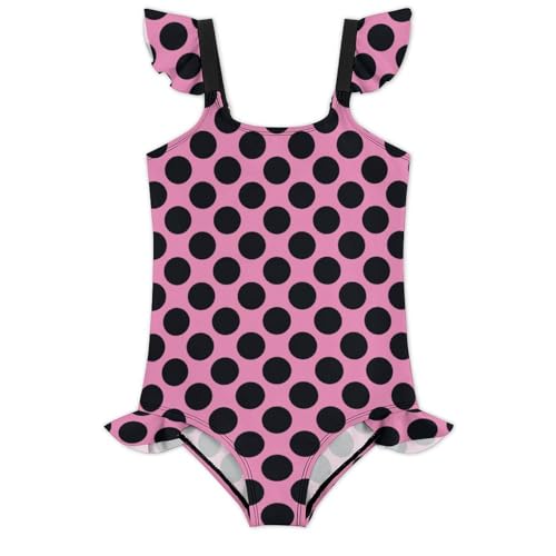 Image of Girls One Piece Swimsuit Polka Dots Ruffles Swimwear Bathing Suits 3-12 Years