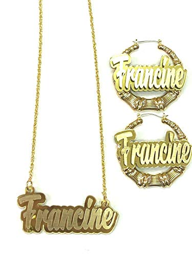 Personalized Matching Necklace and Earrings Set Script Cursive Name Plate Custom Nameplate Color Choice Laser Cut, Earrings Size Choice Available 1.5, 2.5 or 3.5 inches, Made To Order Any Name - Dazzling and Stunning!3