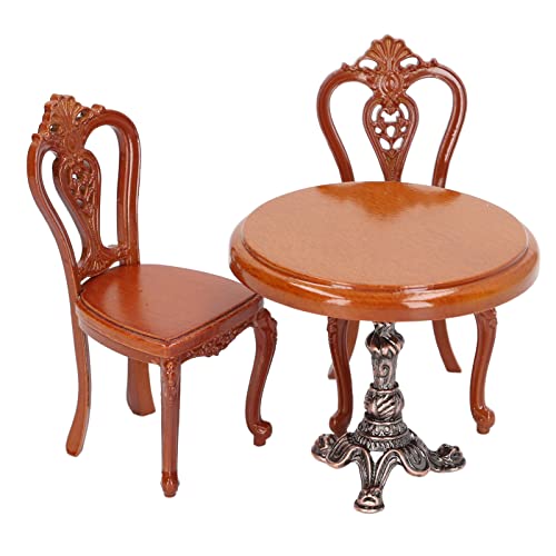 Maison de poupée 1/12 : ensemble de chaises de table à manger rétro