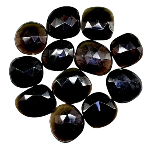 12 Pcs Natural Smoky Quartz 18.5-21mm Rose Checker Cut Flat Back Loose Gemstone4